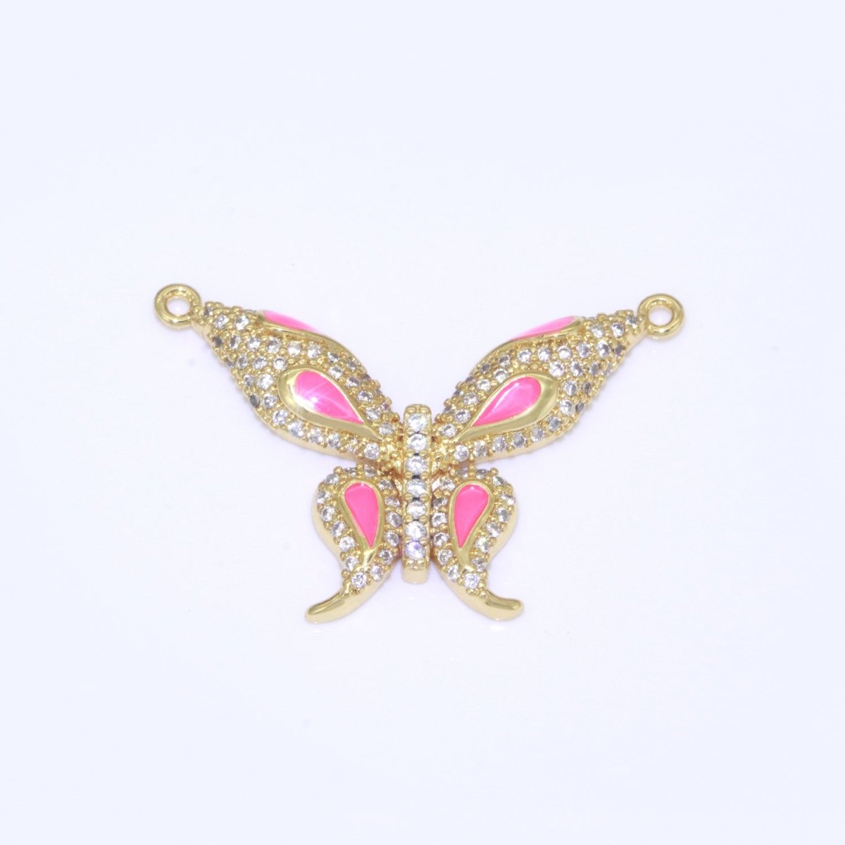 14K Gold Filled Mariposa Butterfly Charm Connector Enamel Butterfly Charm Cubic Zirconia Pendant for Necklace Component Link Connector F-892~F-901