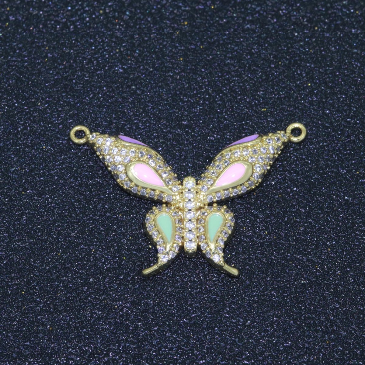 14K Gold Filled Mariposa Butterfly Charm Connector Enamel Butterfly Charm Cubic Zirconia Pendant for Necklace Component Link Connector F-892~F-901