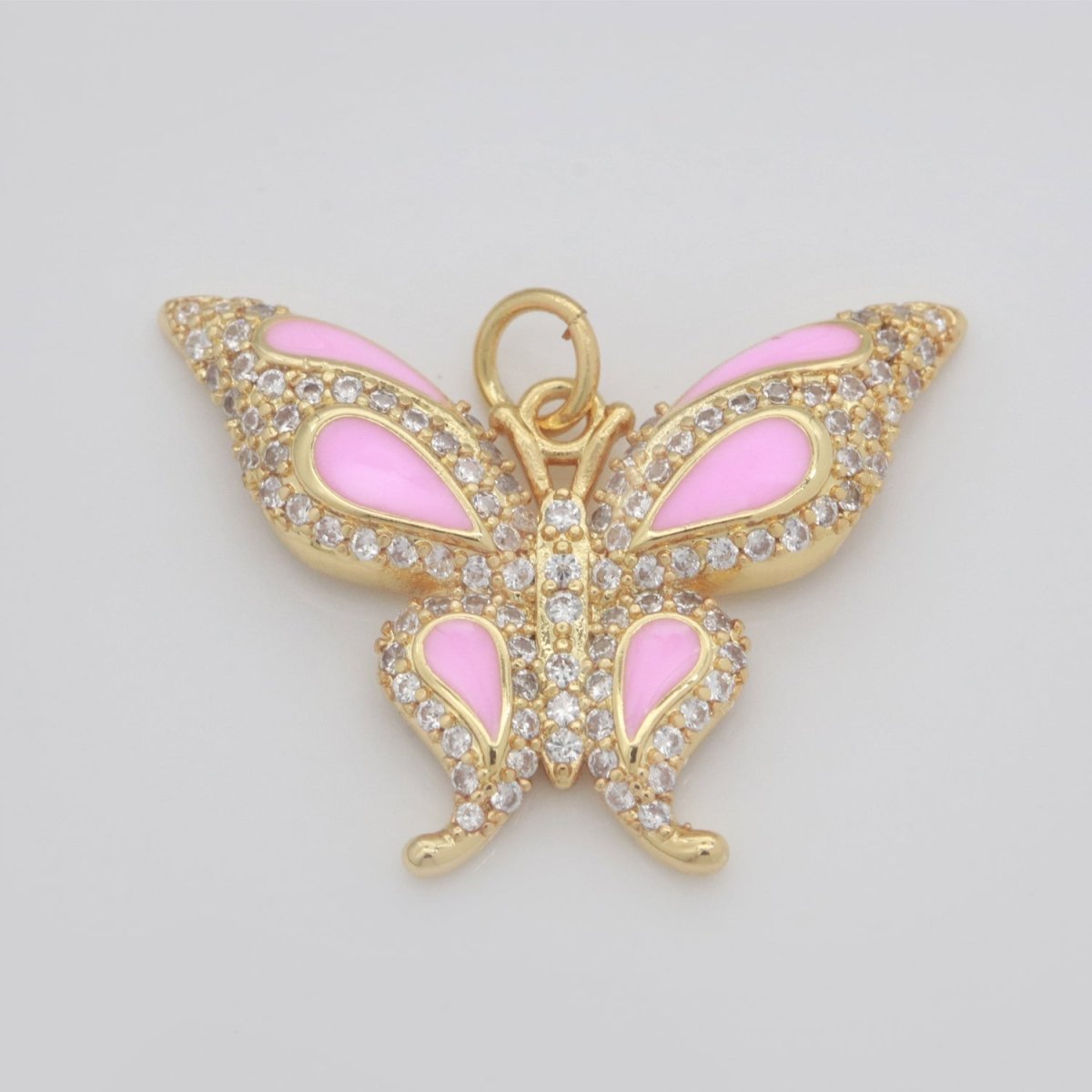 14K Gold Filled Mariposa Butterfly Charm Enamel Butterfly Pendant Cubic Zirconia Pendant for Necklace Component Monarch Insect Inspired M-613 - M-616