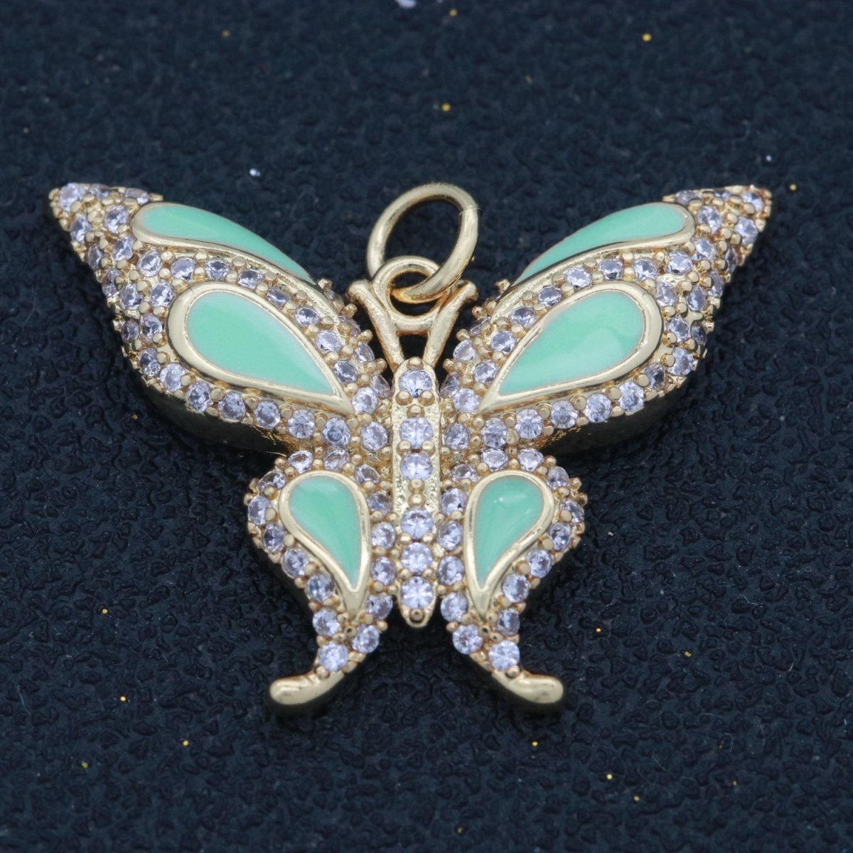 14K Gold Filled Mariposa Butterfly Charm Enamel Butterfly Pendant Cubic Zirconia Pendant for Necklace Component Monarch Insect Inspired M-613 - M-616