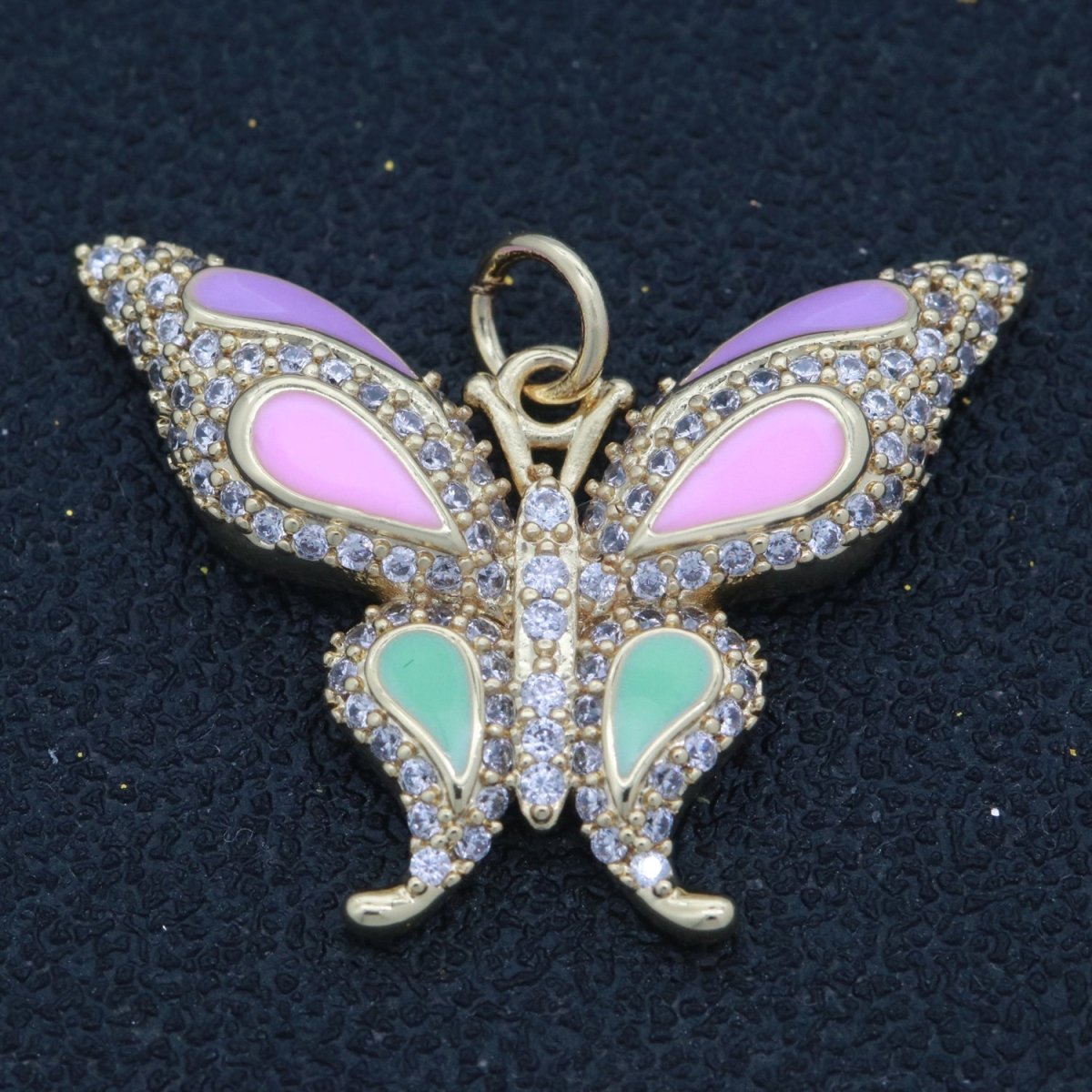14K Gold Filled Mariposa Butterfly Charm Enamel Butterfly Pendant Cubic Zirconia Pendant for Necklace Component Monarch Insect Inspired M-613 - M-616