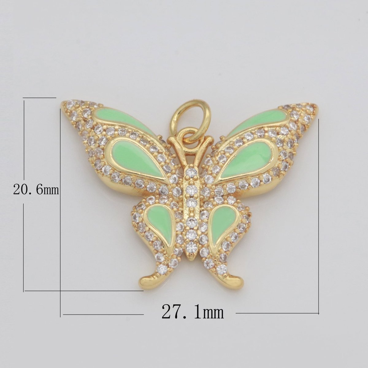 14K Gold Filled Mariposa Butterfly Charm Enamel Butterfly Pendant Cubic Zirconia Pendant for Necklace Component Monarch Insect Inspired M-613 - M-616