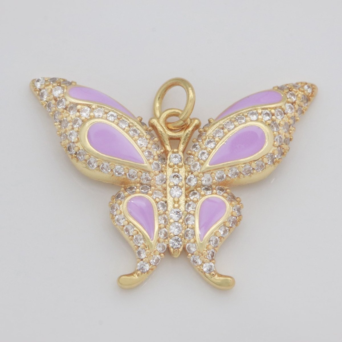 14K Gold Filled Mariposa Butterfly Charm Enamel Butterfly Pendant Cubic Zirconia Pendant for Necklace Component Monarch Insect Inspired M-613 - M-616