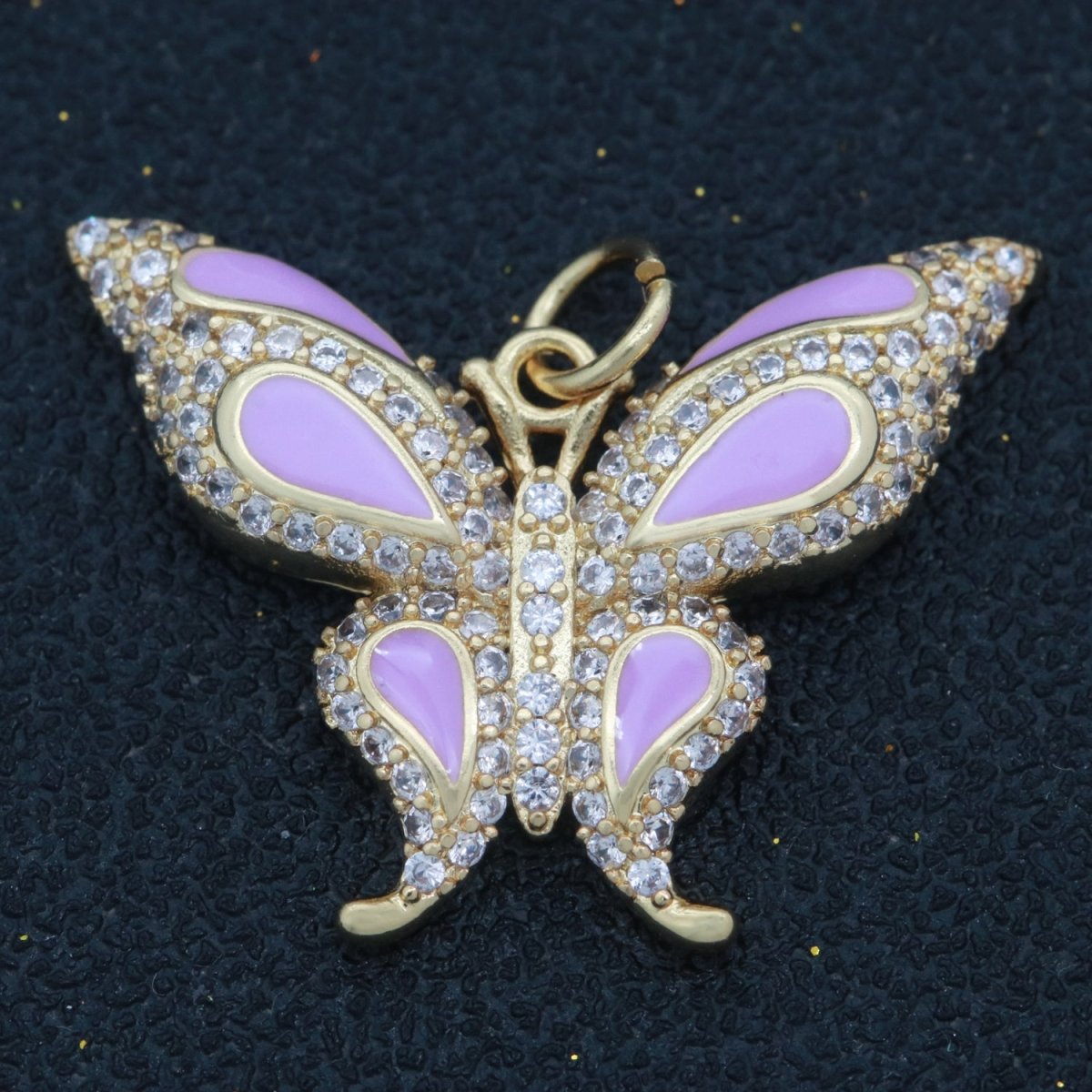 14K Gold Filled Mariposa Butterfly Charm Enamel Butterfly Pendant Cubic Zirconia Pendant for Necklace Component Monarch Insect Inspired M-613 - M-616