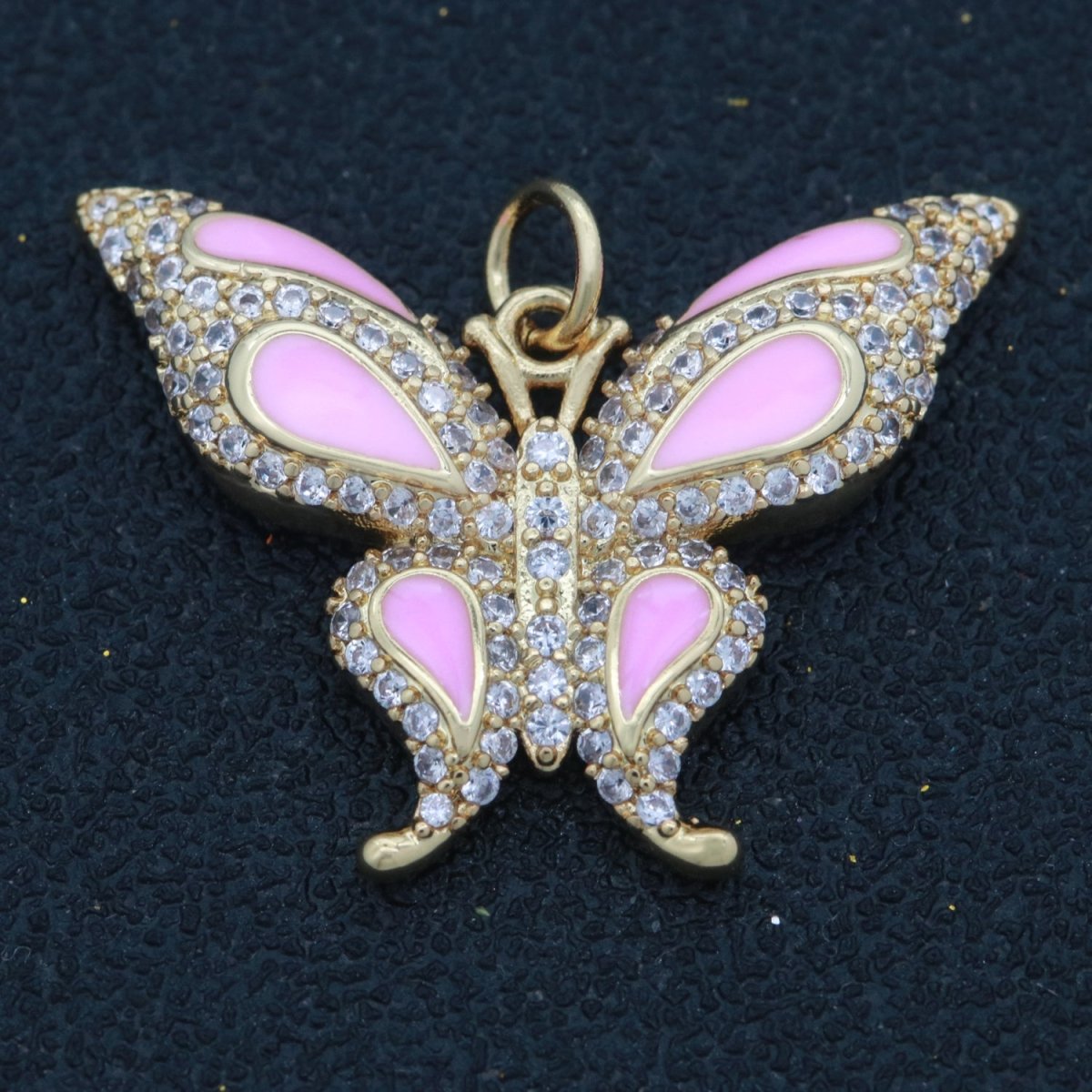 14K Gold Filled Mariposa Butterfly Charm Enamel Butterfly Pendant Cubic Zirconia Pendant for Necklace Component Monarch Insect Inspired M-613 - M-616