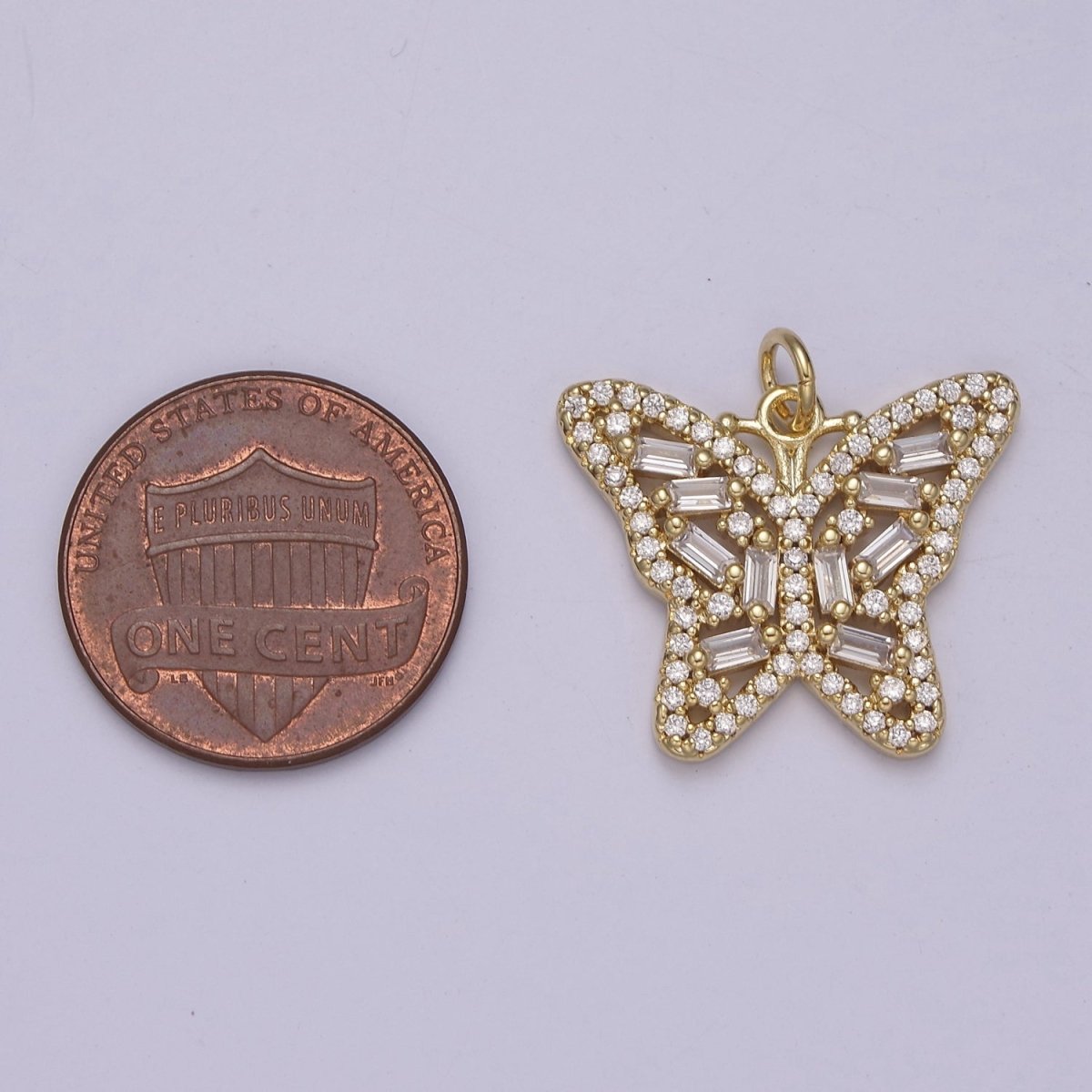 14K Gold Filled Mariposa Pendant Cubic Gold Butterfly Charm C-187 - DLUXCA