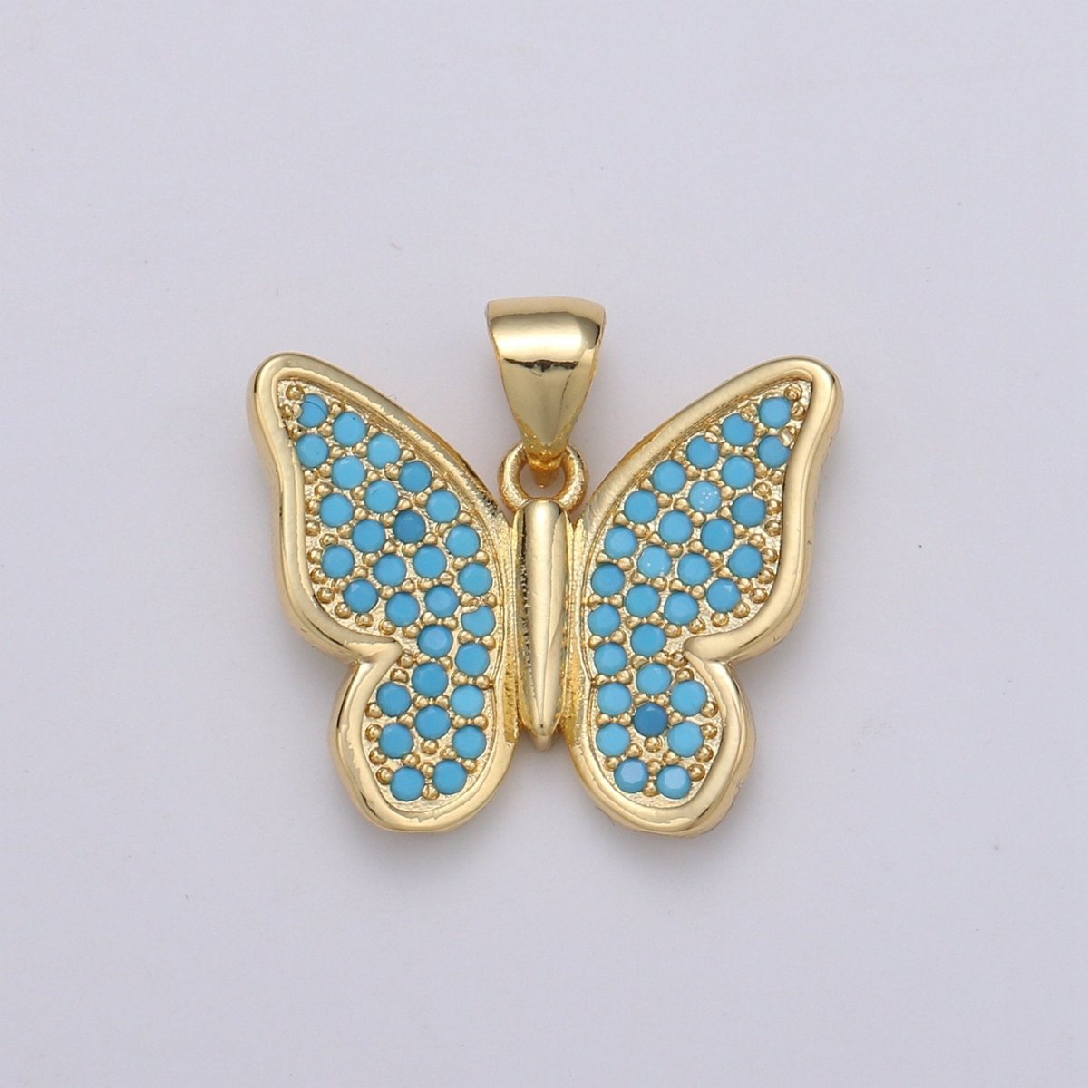 14k Gold Filled Micro Pave CZ Butterfly Pendant Charm, Micro Pave CZ Butterfly Pendant Charm, Gold Filled Pendant, Cluster CZ Pendant J-064-J-065