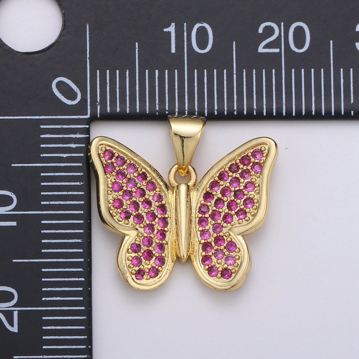 14k Gold Filled Micro Pave CZ Butterfly Pendant Charm, Micro Pave CZ Butterfly Pendant Charm, Gold Filled Pendant, Cluster CZ Pendant J-064-J-065