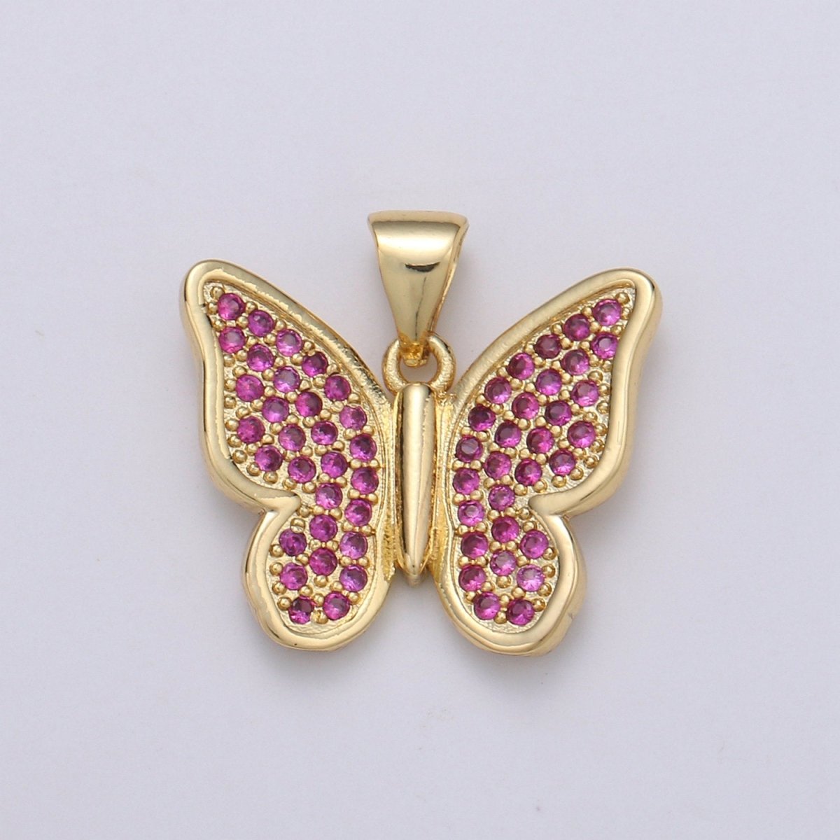 14k Gold Filled Micro Pave CZ Butterfly Pendant Charm, Micro Pave CZ Butterfly Pendant Charm, Gold Filled Pendant, Cluster CZ Pendant J-064-J-065