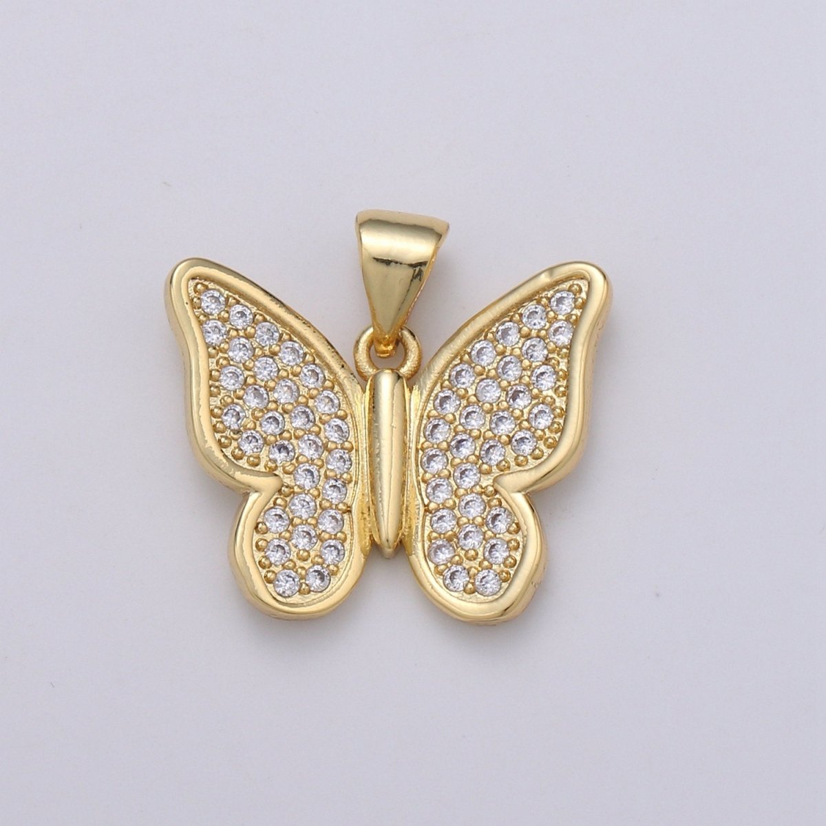 14k Gold Filled Micro Pave CZ Butterfly Pendant Charm, Micro Pave CZ Butterfly Pendant Charm, Gold Filled Pendant, Cluster CZ Pendant J-064-J-065