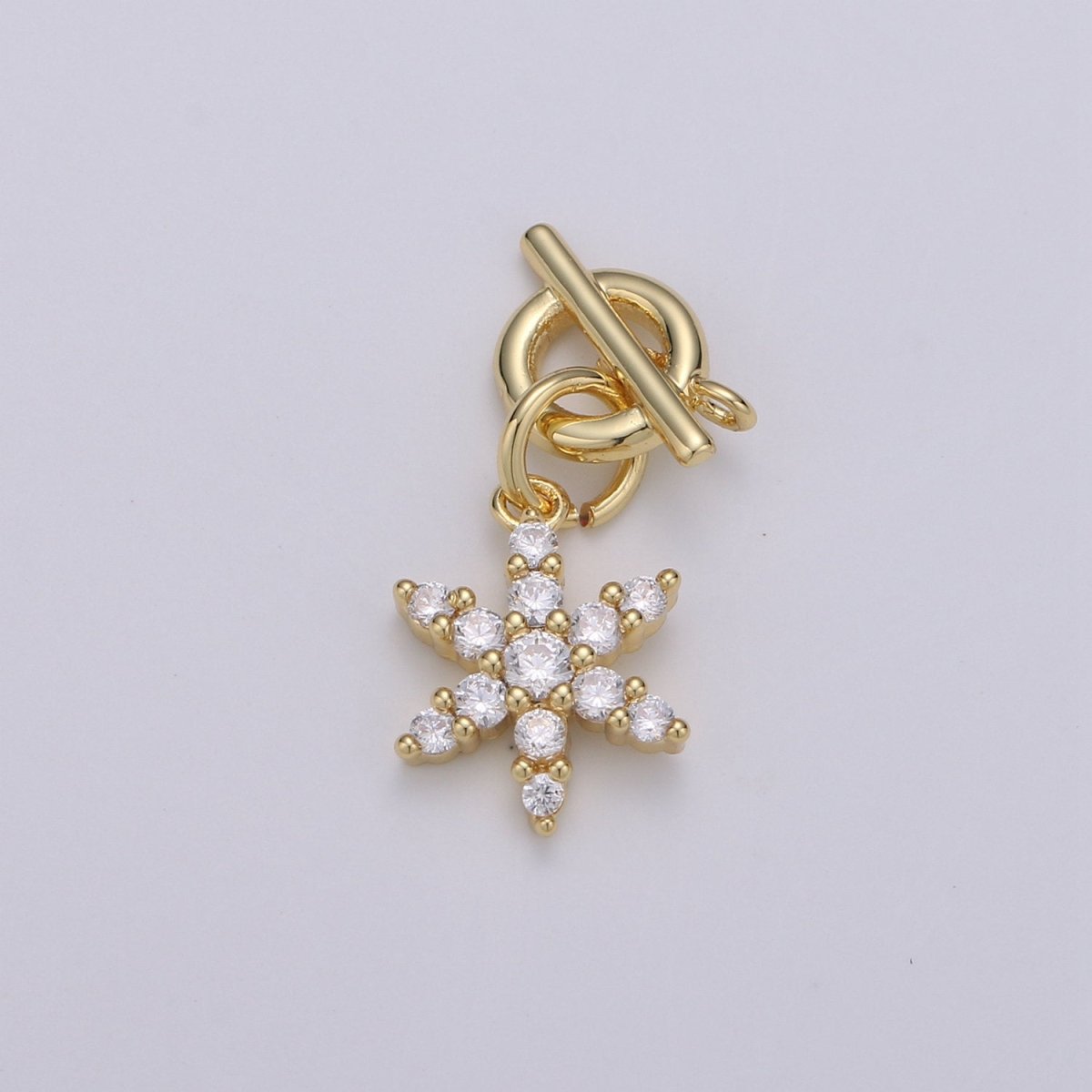 14k Gold Filled Micro Pave CZ Clear Snow Flake Pendant Charm, Micro Pave CZ Flower Pendant Charm, Gold Filled Pendant, For DIY Jewelry D-621 - DLUXCA