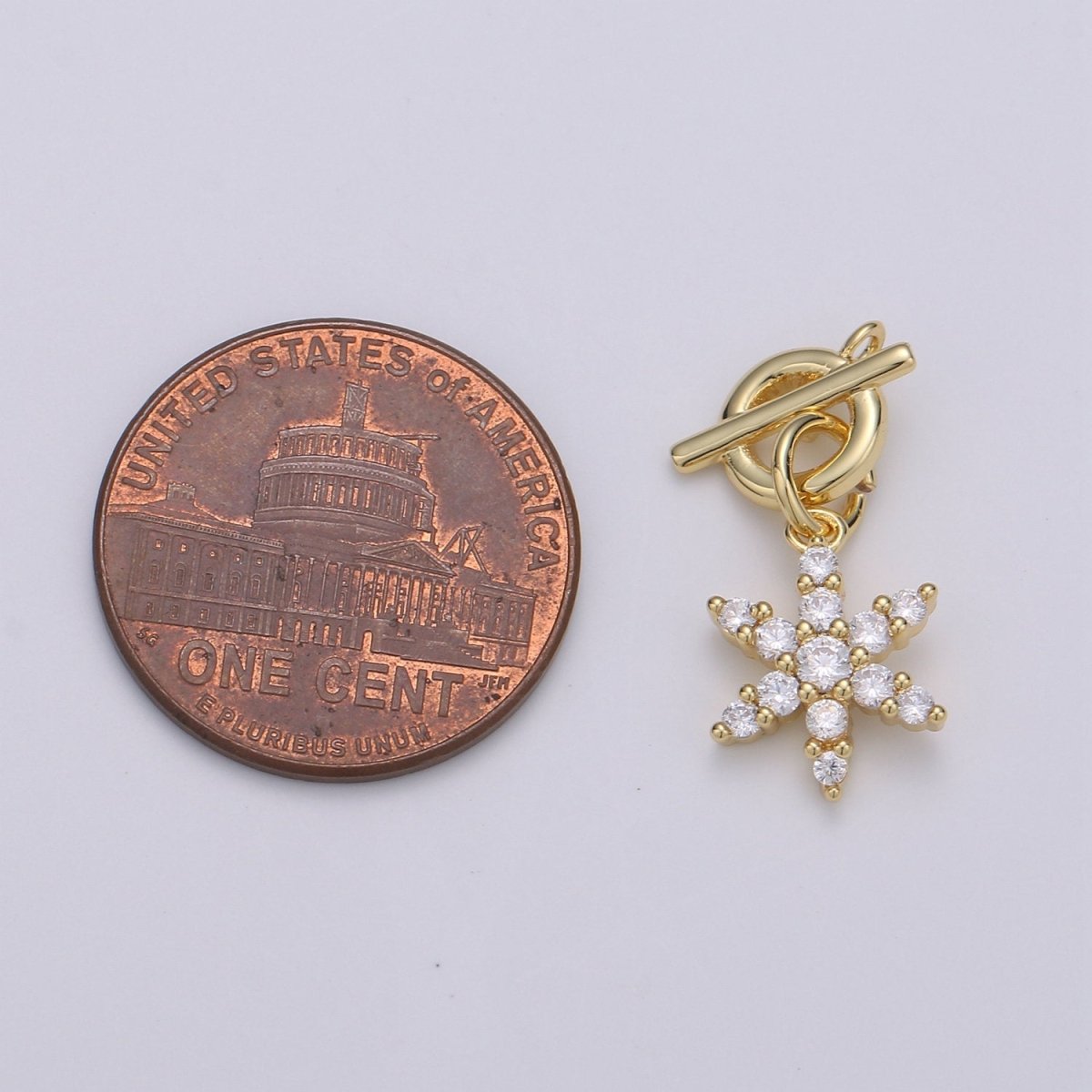 14k Gold Filled Micro Pave CZ Clear Snow Flake Pendant Charm, Micro Pave CZ Flower Pendant Charm, Gold Filled Pendant, For DIY Jewelry D-621 - DLUXCA