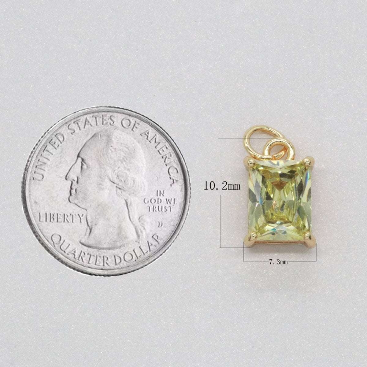 14k Gold Filled Micro Pave CZ Geometric Pendant Charm Emerald Cut Birthstone Add on charm E-881-E-891 C-369