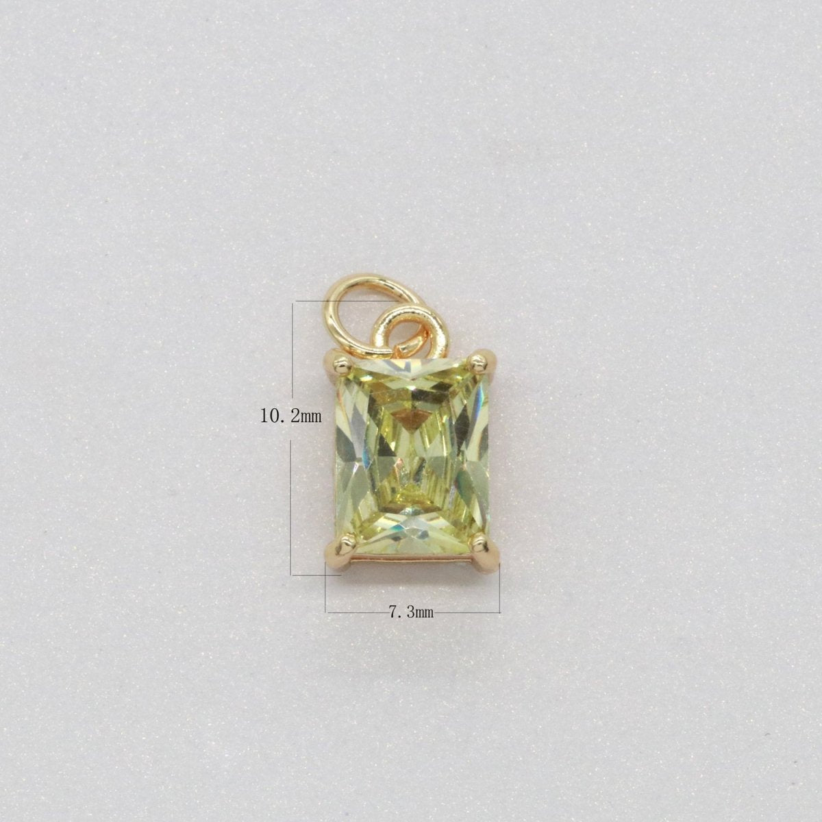 14k Gold Filled Micro Pave CZ Geometric Pendant Charm Emerald Cut Birthstone Add on charm E-881-E-891 C-369