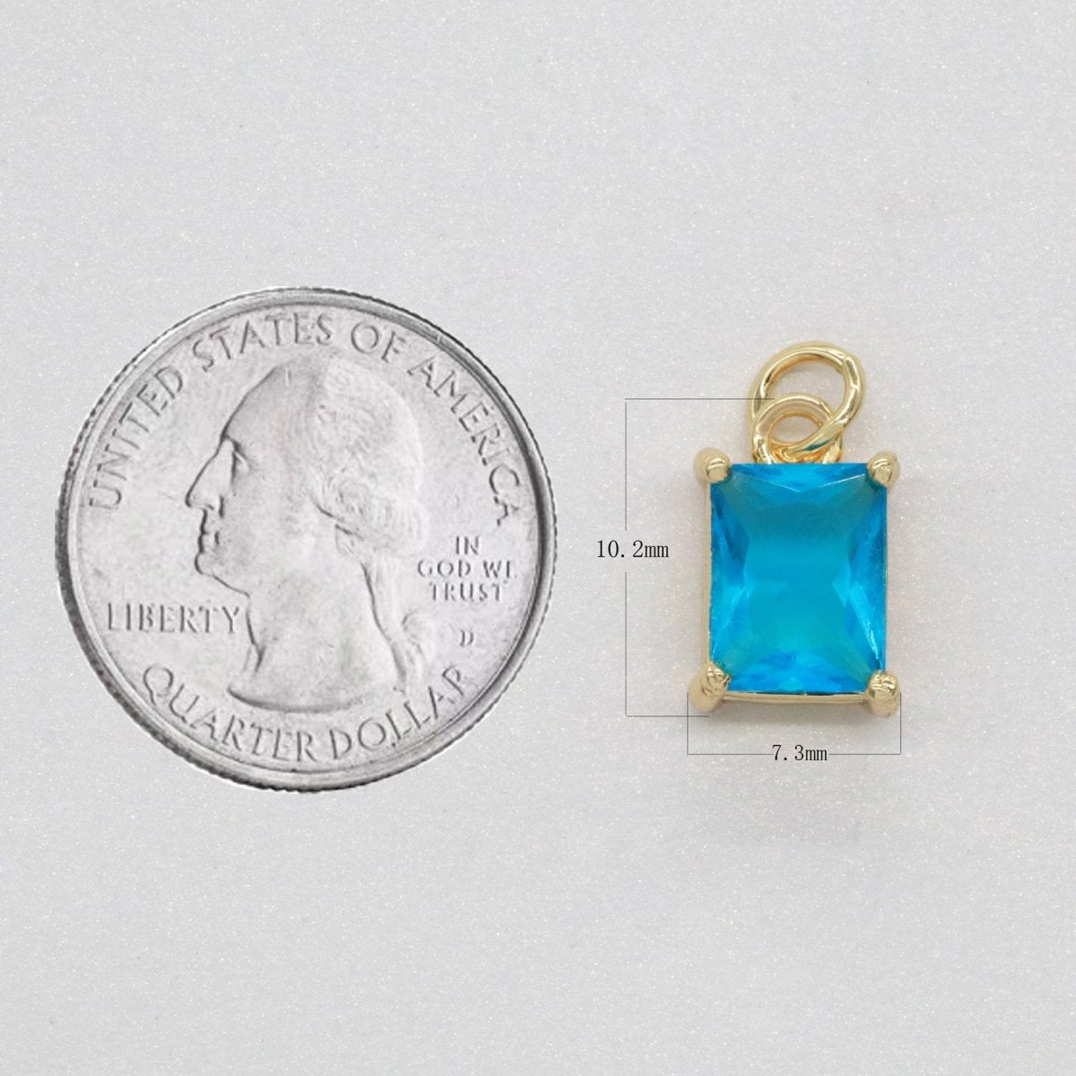 14k Gold Filled Micro Pave CZ Geometric Pendant Charm Emerald Cut Birthstone Add on charm E-881-E-891 C-369