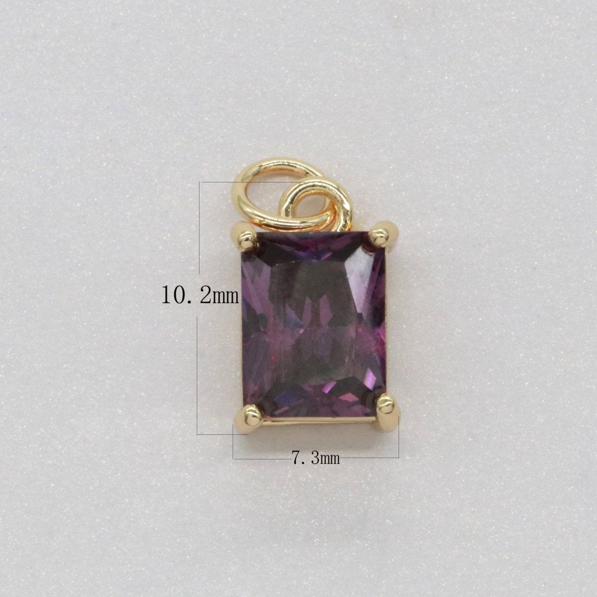 14k Gold Filled Micro Pave CZ Geometric Pendant Charm Emerald Cut Birthstone Add on charm E-881-E-891 C-369