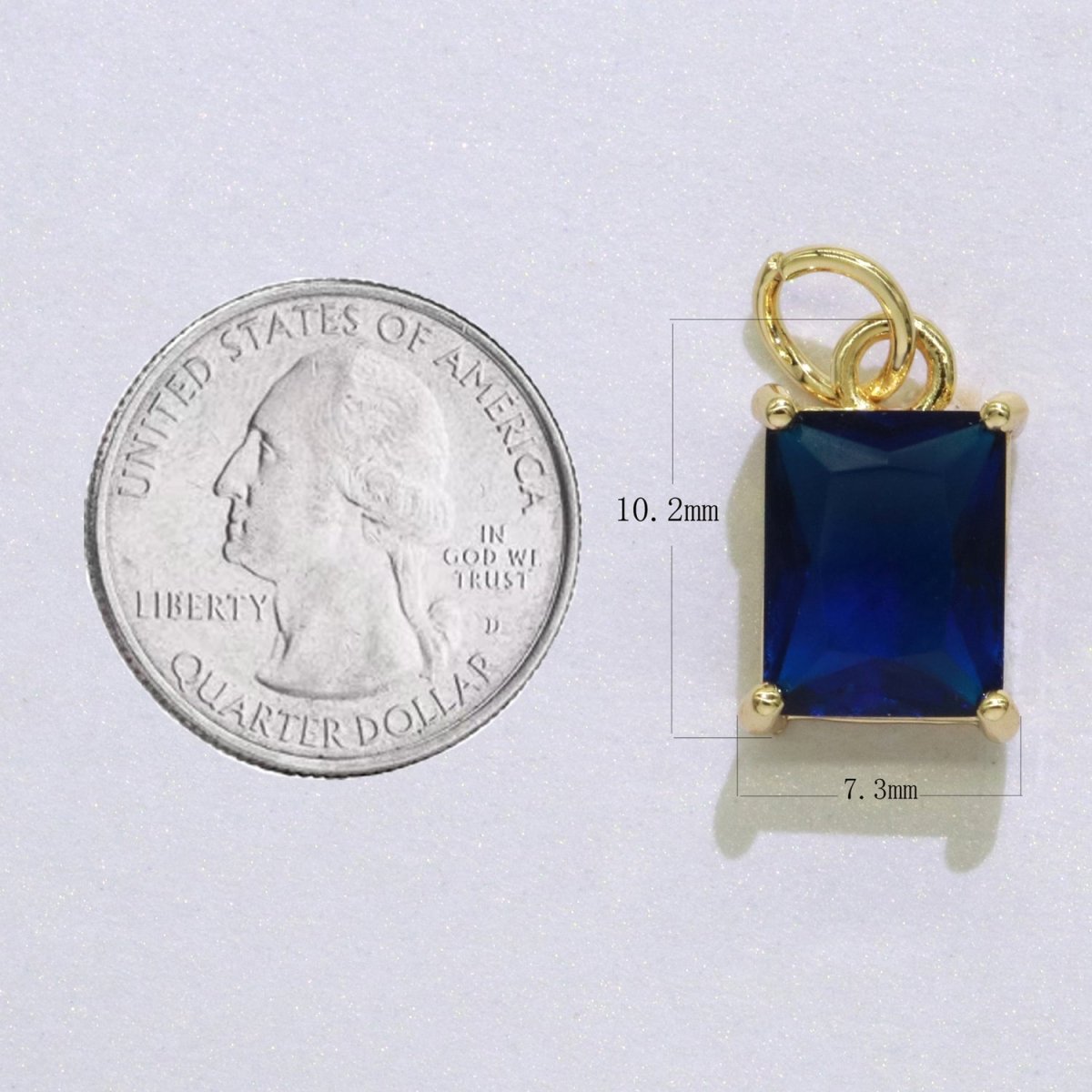 14k Gold Filled Micro Pave CZ Geometric Pendant Charm Emerald Cut Birthstone Add on charm E-881-E-891 C-369