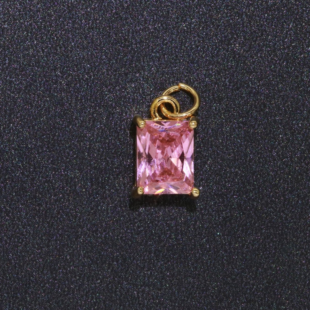 14k Gold Filled Micro Pave CZ Geometric Pendant Charm Emerald Cut Birthstone Add on charm E-881-E-891 C-369