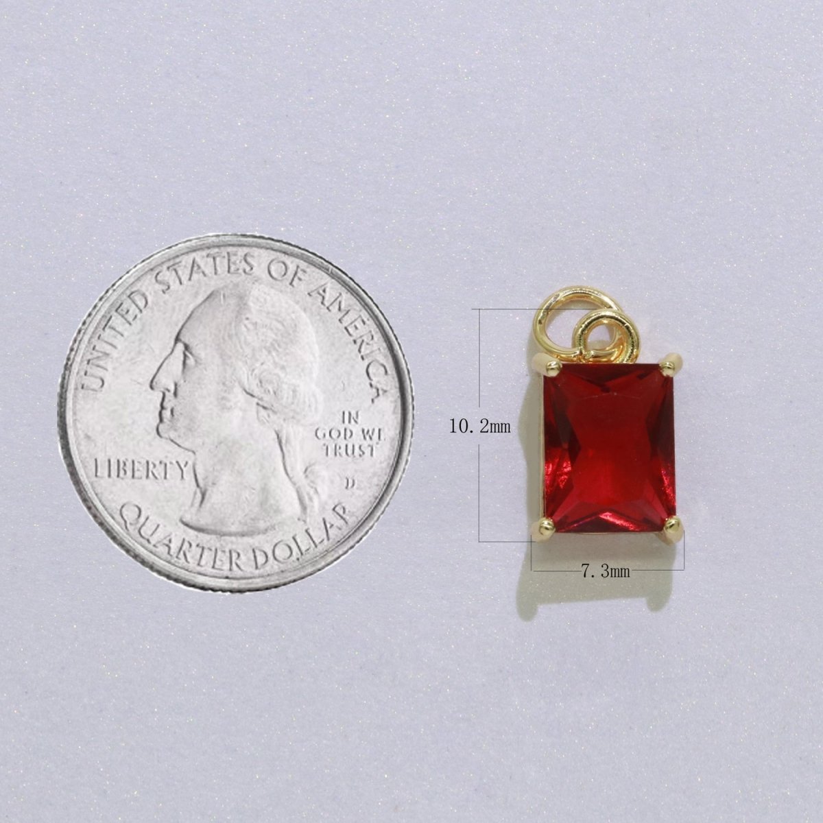 14k Gold Filled Micro Pave CZ Geometric Pendant Charm Emerald Cut Birthstone Add on charm E-881-E-891 C-369