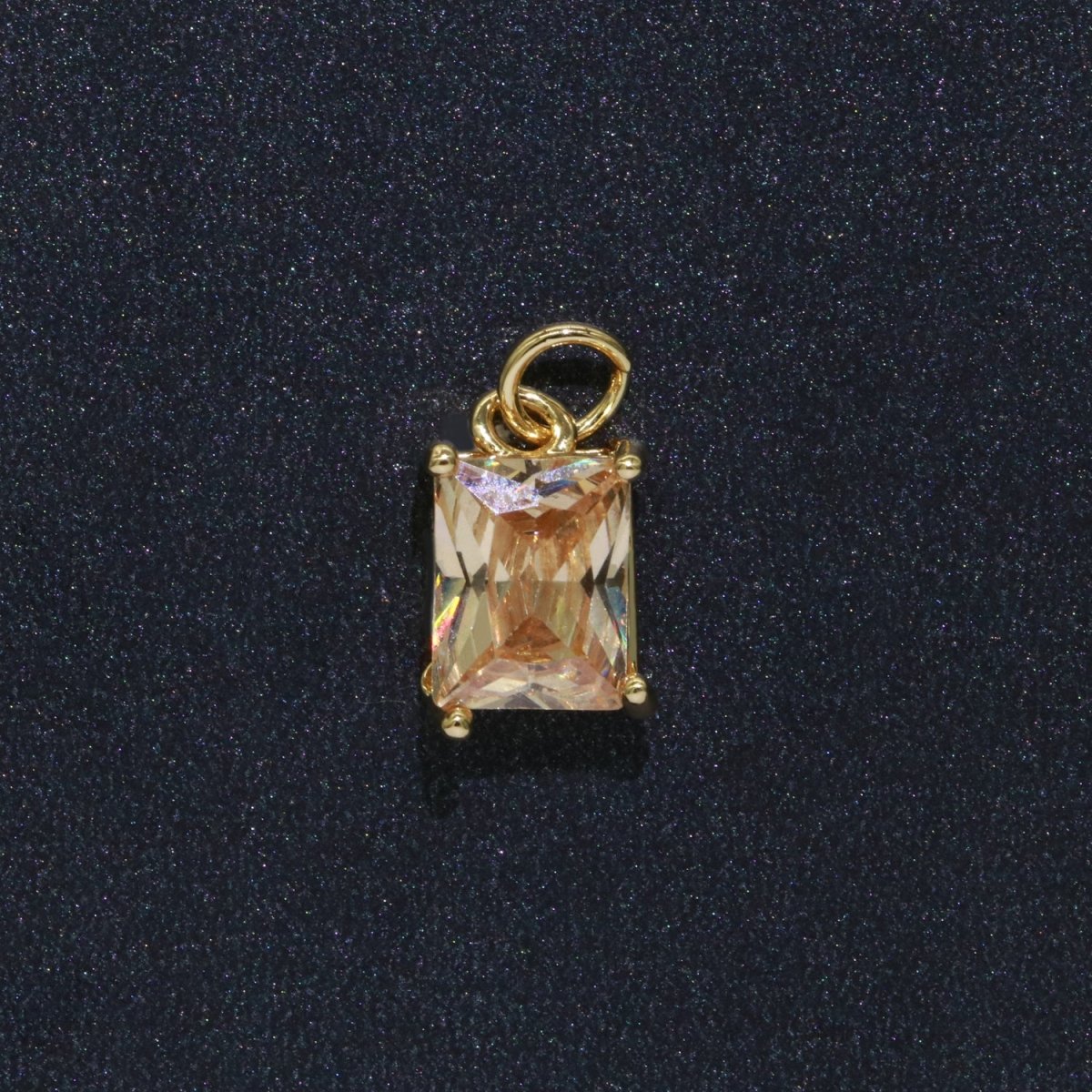 14k Gold Filled Micro Pave CZ Geometric Pendant Charm Emerald Cut Birthstone Add on charm E-881-E-891 C-369