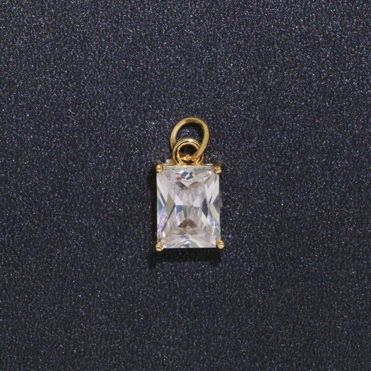 14k Gold Filled Micro Pave CZ Geometric Pendant Charm Emerald Cut Birthstone Add on charm E-881-E-891 C-369