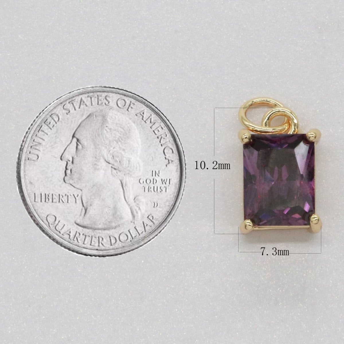 14k Gold Filled Micro Pave CZ Geometric Pendant Charm Emerald Cut Birthstone Add on charm E-881-E-891 C-369