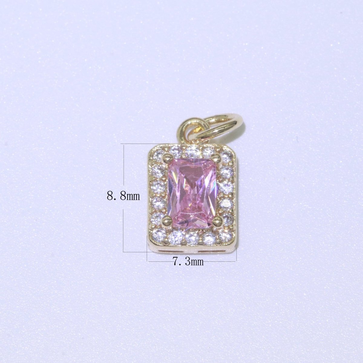 14k Gold Filled Micro Pave CZ Geometric Pendant Charm Emerald Cut Pendant Charm Geometric DIY Jewelry 8.8x7.3mm M-189-M-202