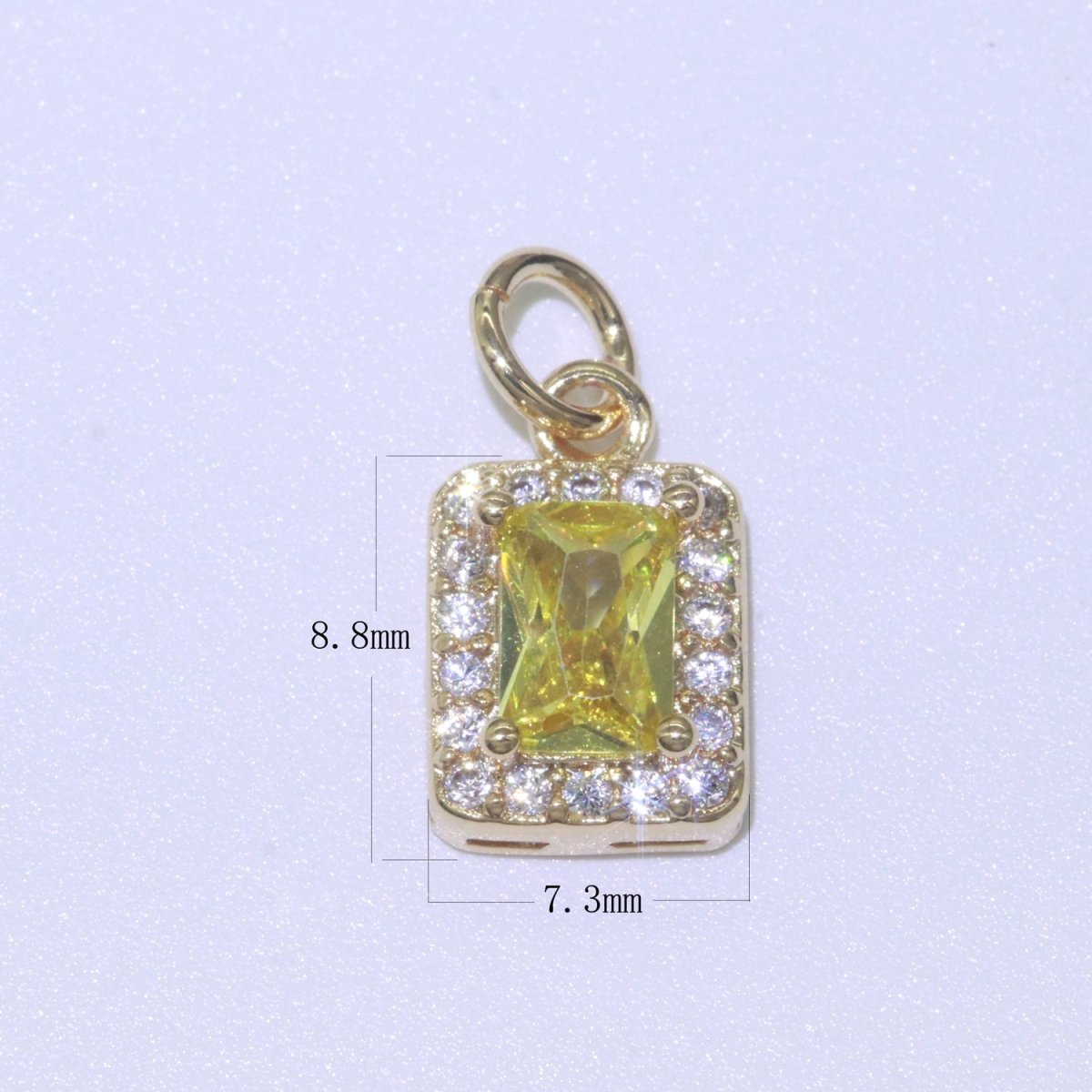 14k Gold Filled Micro Pave CZ Geometric Pendant Charm Emerald Cut Pendant Charm Geometric DIY Jewelry 8.8x7.3mm M-189-M-202