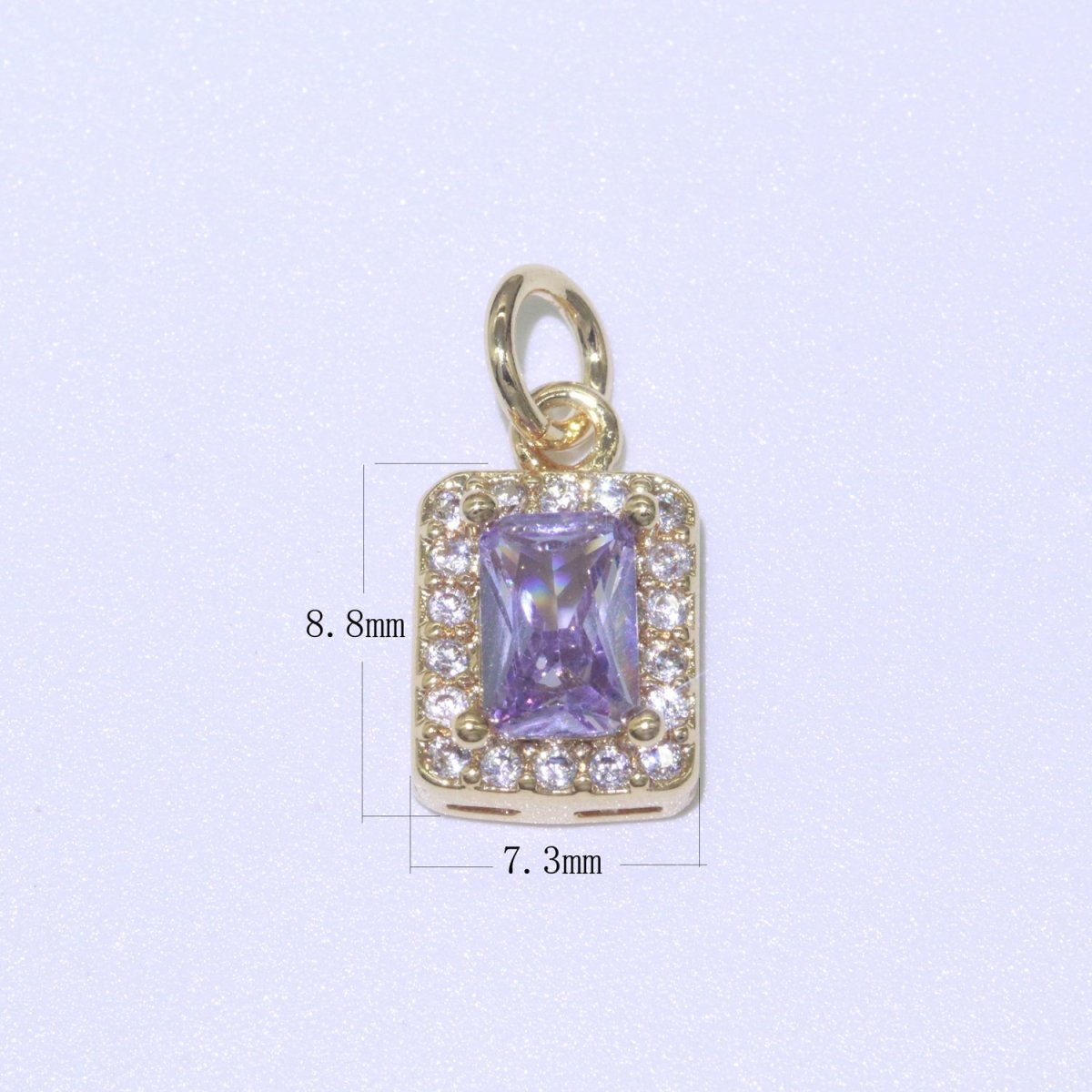 14k Gold Filled Micro Pave CZ Geometric Pendant Charm Emerald Cut Pendant Charm Geometric DIY Jewelry 8.8x7.3mm M-189-M-202