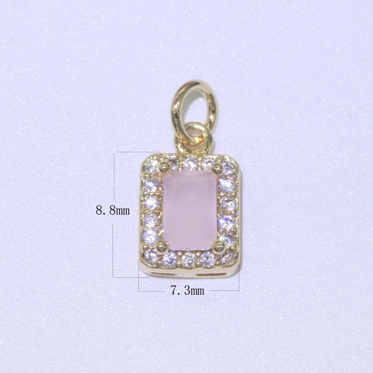 14k Gold Filled Micro Pave CZ Geometric Pendant Charm Emerald Cut Pendant Charm Geometric DIY Jewelry 8.8x7.3mm M-189-M-202