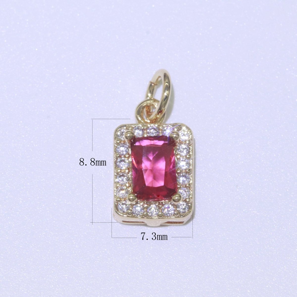 14k Gold Filled Micro Pave CZ Geometric Pendant Charm Emerald Cut Pendant Charm Geometric DIY Jewelry 8.8x7.3mm M-189-M-202
