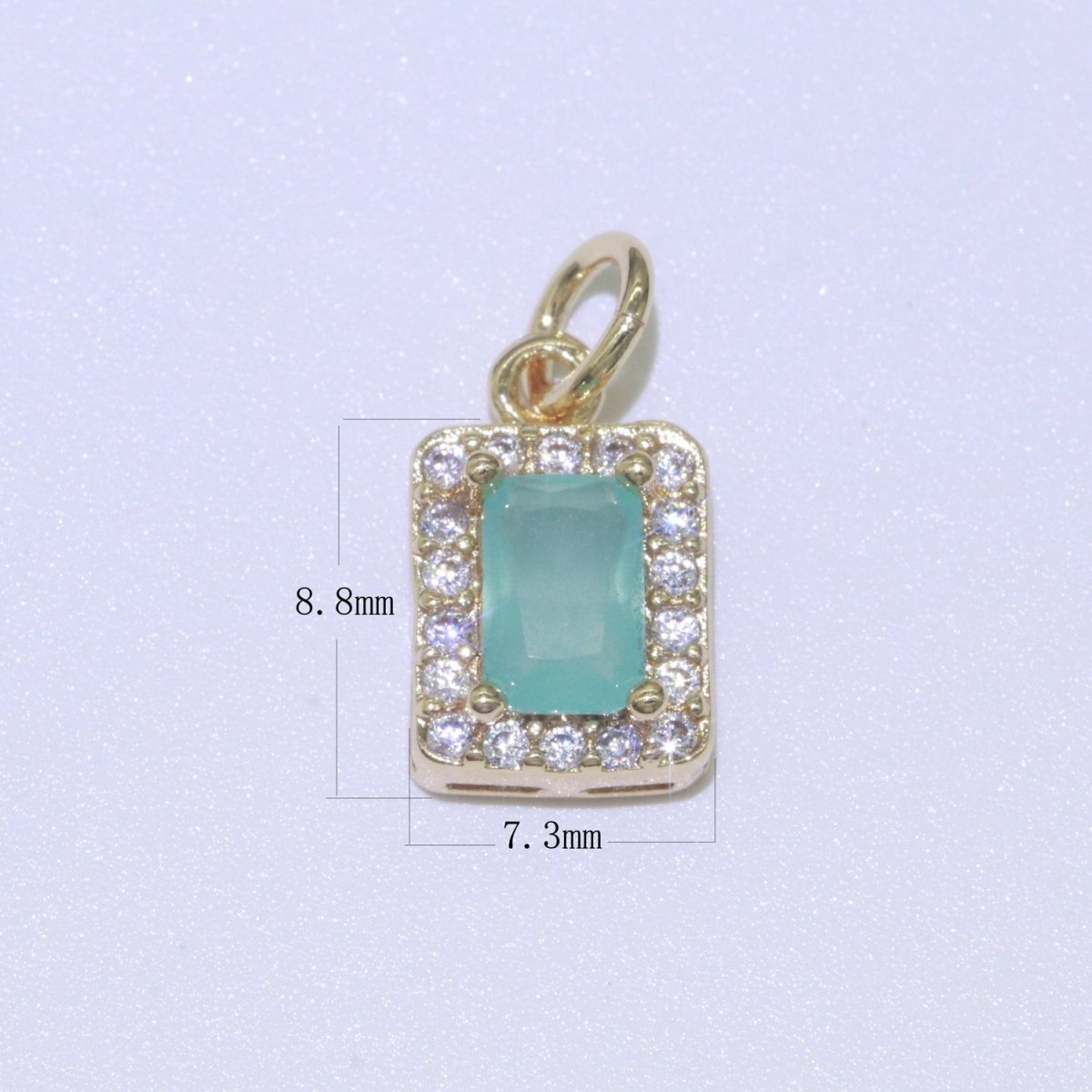 14k Gold Filled Micro Pave CZ Geometric Pendant Charm Emerald Cut Pendant Charm Geometric DIY Jewelry 8.8x7.3mm M-189-M-202
