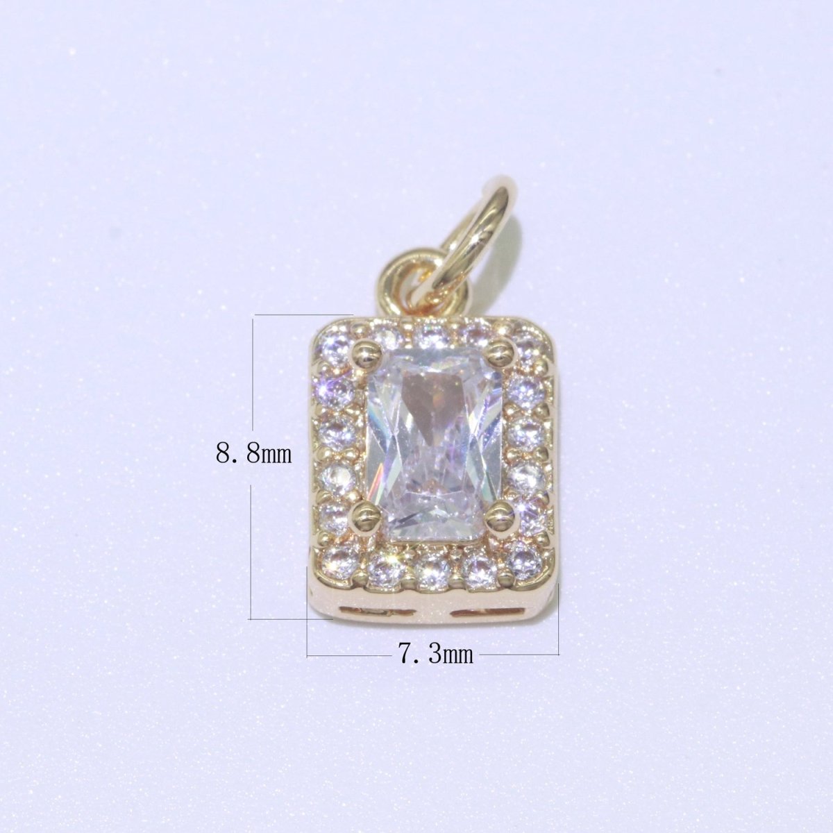 14k Gold Filled Micro Pave CZ Geometric Pendant Charm Emerald Cut Pendant Charm Geometric DIY Jewelry 8.8x7.3mm M-189-M-202