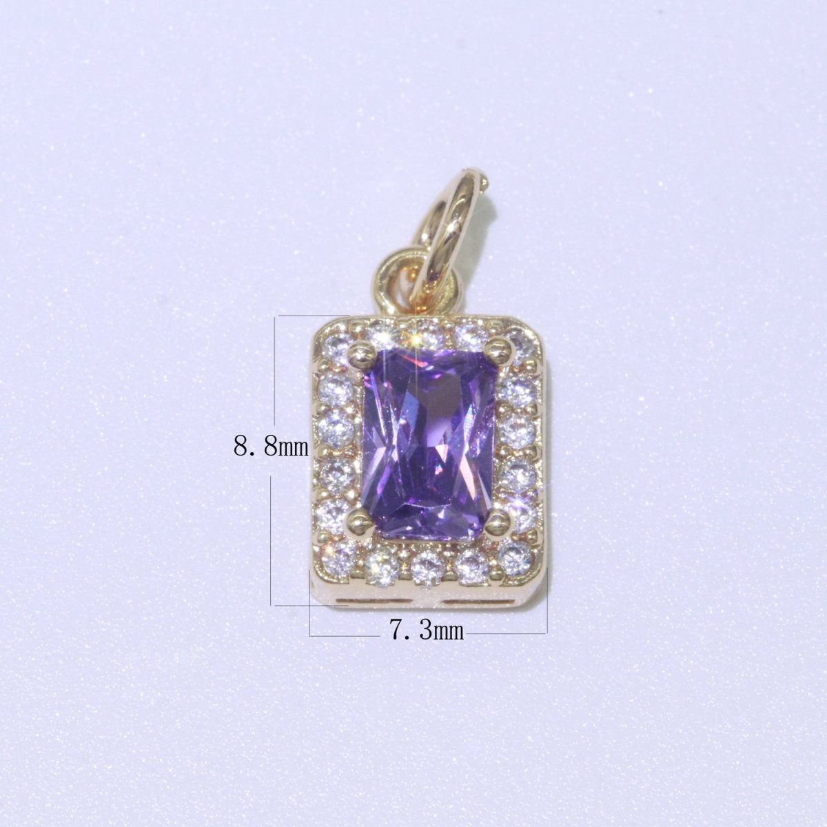 14k Gold Filled Micro Pave CZ Geometric Pendant Charm Emerald Cut Pendant Charm Geometric DIY Jewelry 8.8x7.3mm M-189-M-202