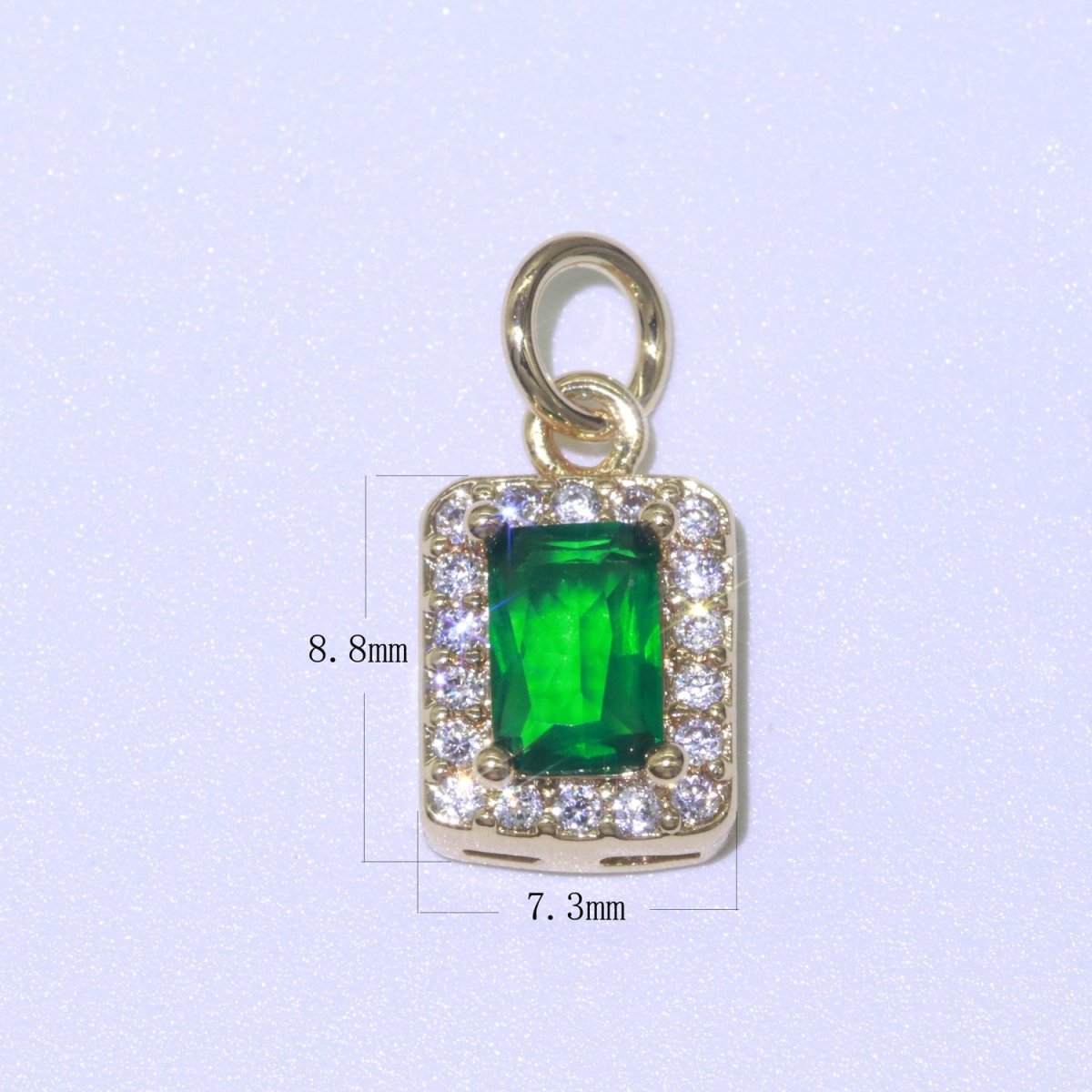 14k Gold Filled Micro Pave CZ Geometric Pendant Charm Emerald Cut Pendant Charm Geometric DIY Jewelry 8.8x7.3mm M-189-M-202