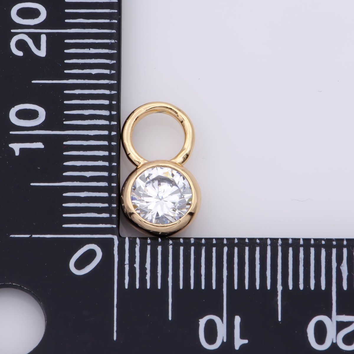 14k Gold Filled Micro Pave CZ Geometric Pendant Charm Mini Clear CZ Circle Bezel Cut Pendant Charm With Large Hole M482 - DLUXCA
