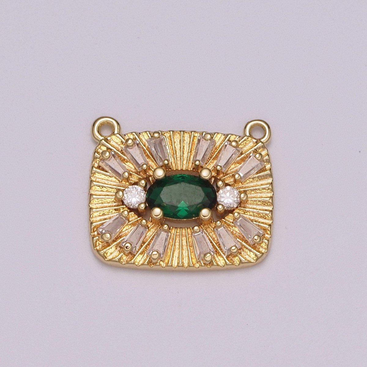 14k Gold Filled Micro Pave CZ Green Evil Eye Charm Connector Link Necklace Connector For Supply DIY Jewelry N-061 - DLUXCA