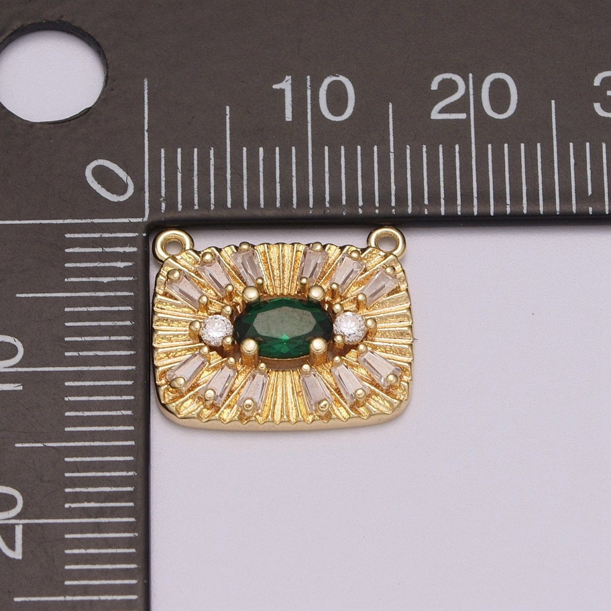 14k Gold Filled Micro Pave CZ Green Evil Eye Charm Connector Link Necklace Connector For Supply DIY Jewelry N-061 - DLUXCA