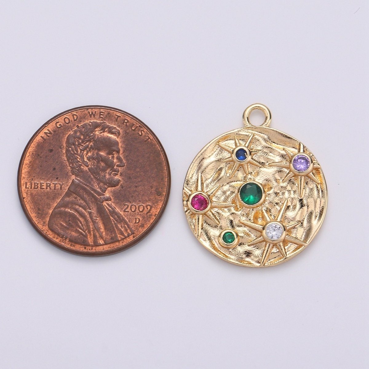 14k Gold Filled Micro Pave CZ Star in the Galaxy Charm, Pounded Pendant Charm, Rainbow Cubic Zirconia, Atlas Charm D-217 D-218