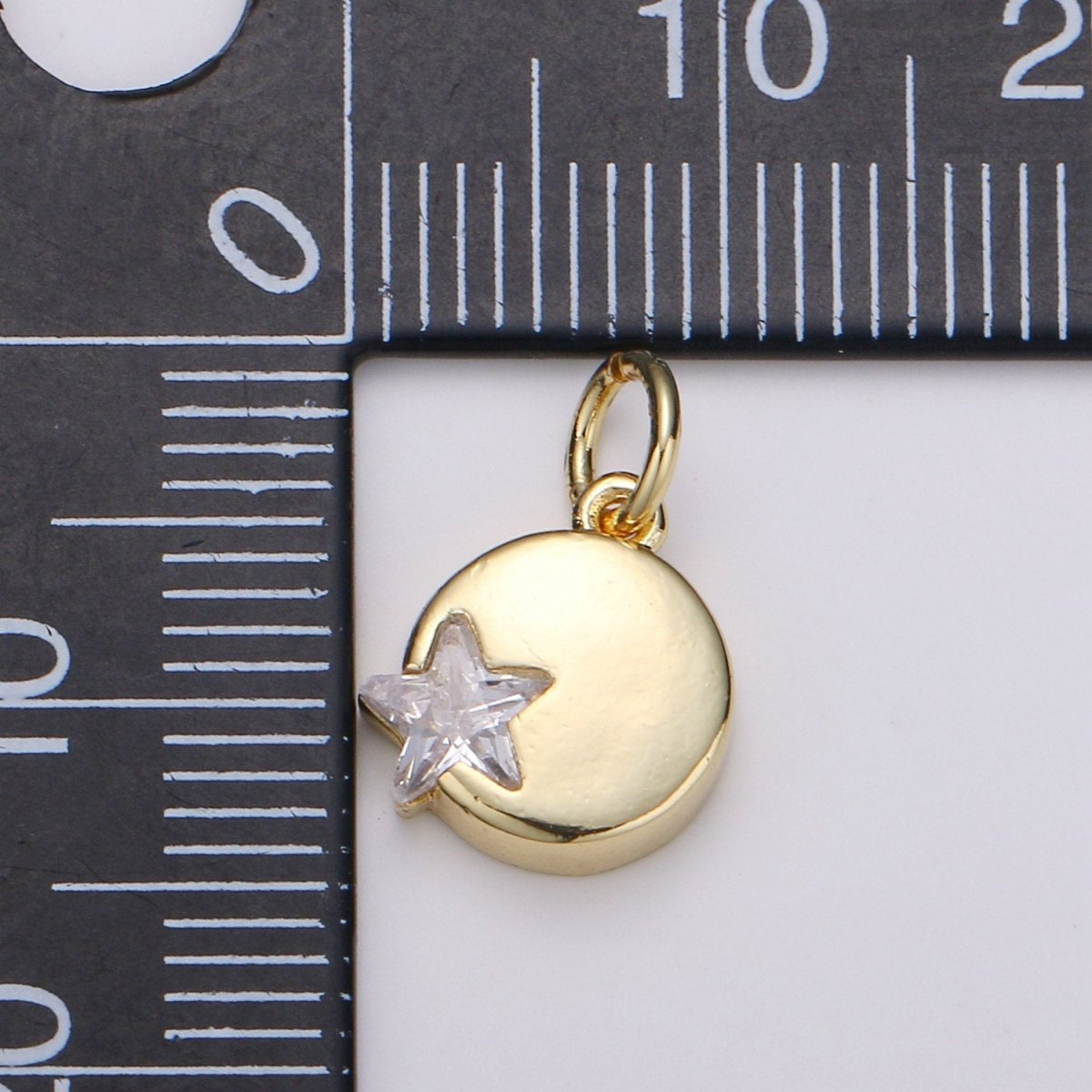 14K Gold Filled Micro Pave CZ Star in the Universe Charm, Dainty Star Pendant Charm, Gold Filled Round Pendant, Wristlet Charm D-221 D-222