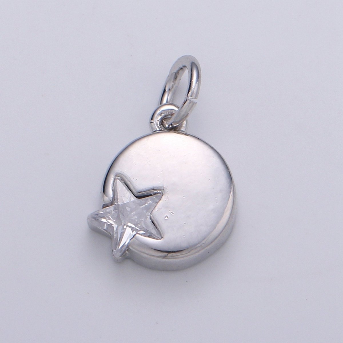 14K Gold Filled Micro Pave CZ Star in the Universe Charm, Dainty Star Pendant Charm, Gold Filled Round Pendant, Wristlet Charm D-221 D-222