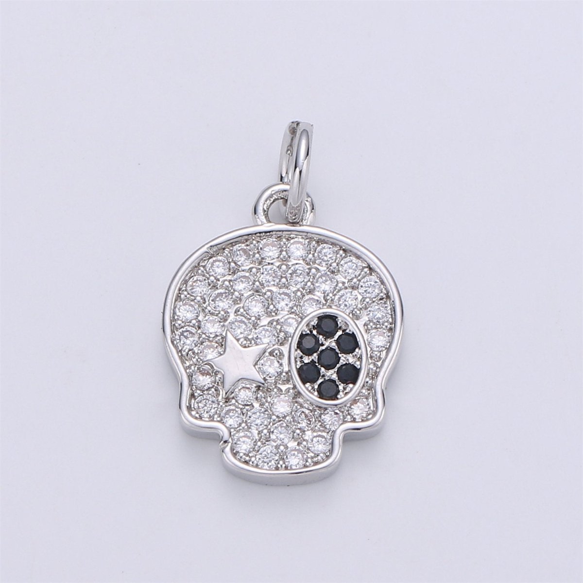 14K Gold Filled Micro Pave Dainty Skull Charm, Cute Rock Star Skull charm, Cubic skull jewelry for Necklace Earring Bracelet Component, C-897