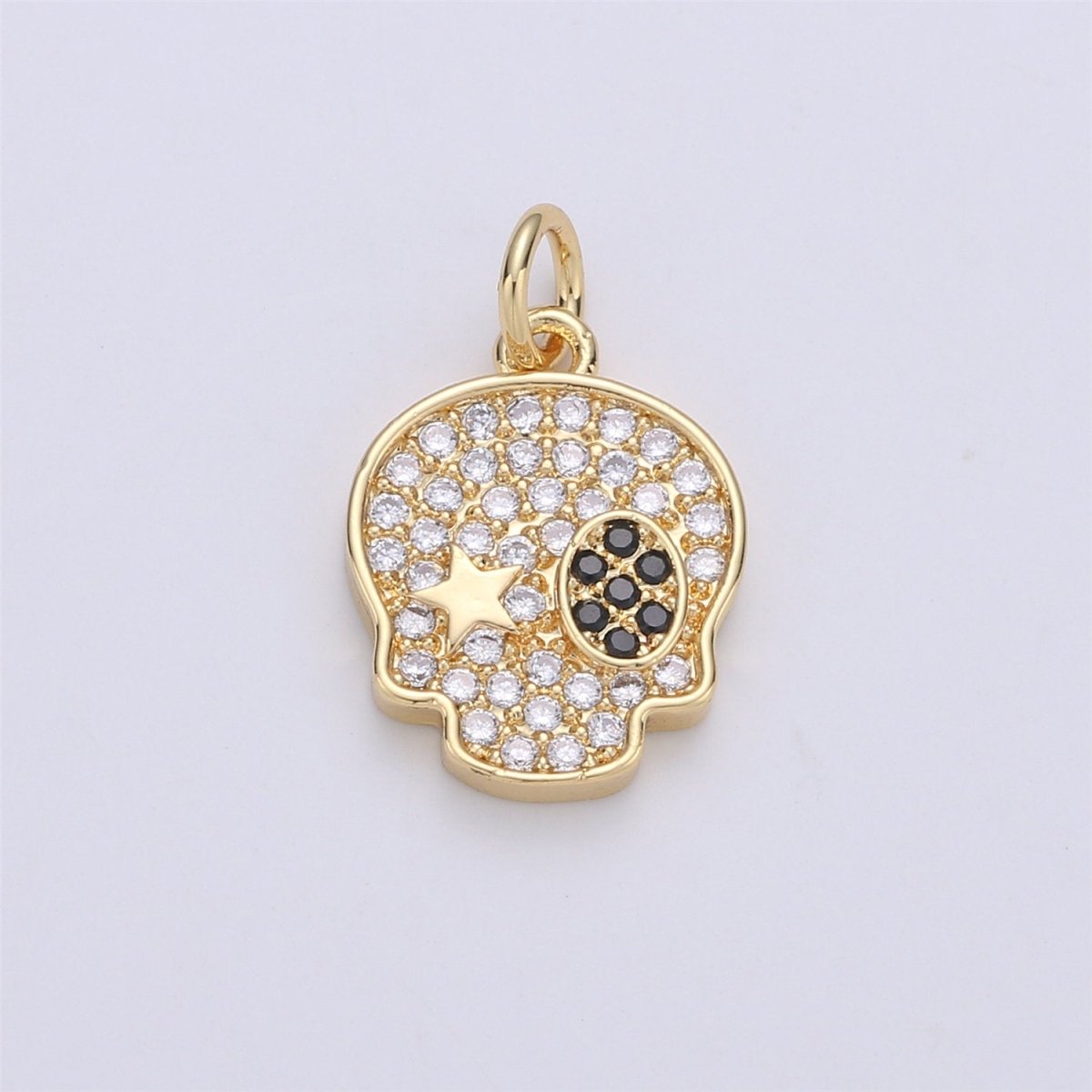 14K Gold Filled Micro Pave Dainty Skull Charm, Cute Rock Star Skull charm, Cubic skull jewelry for Necklace Earring Bracelet Component, C-897
