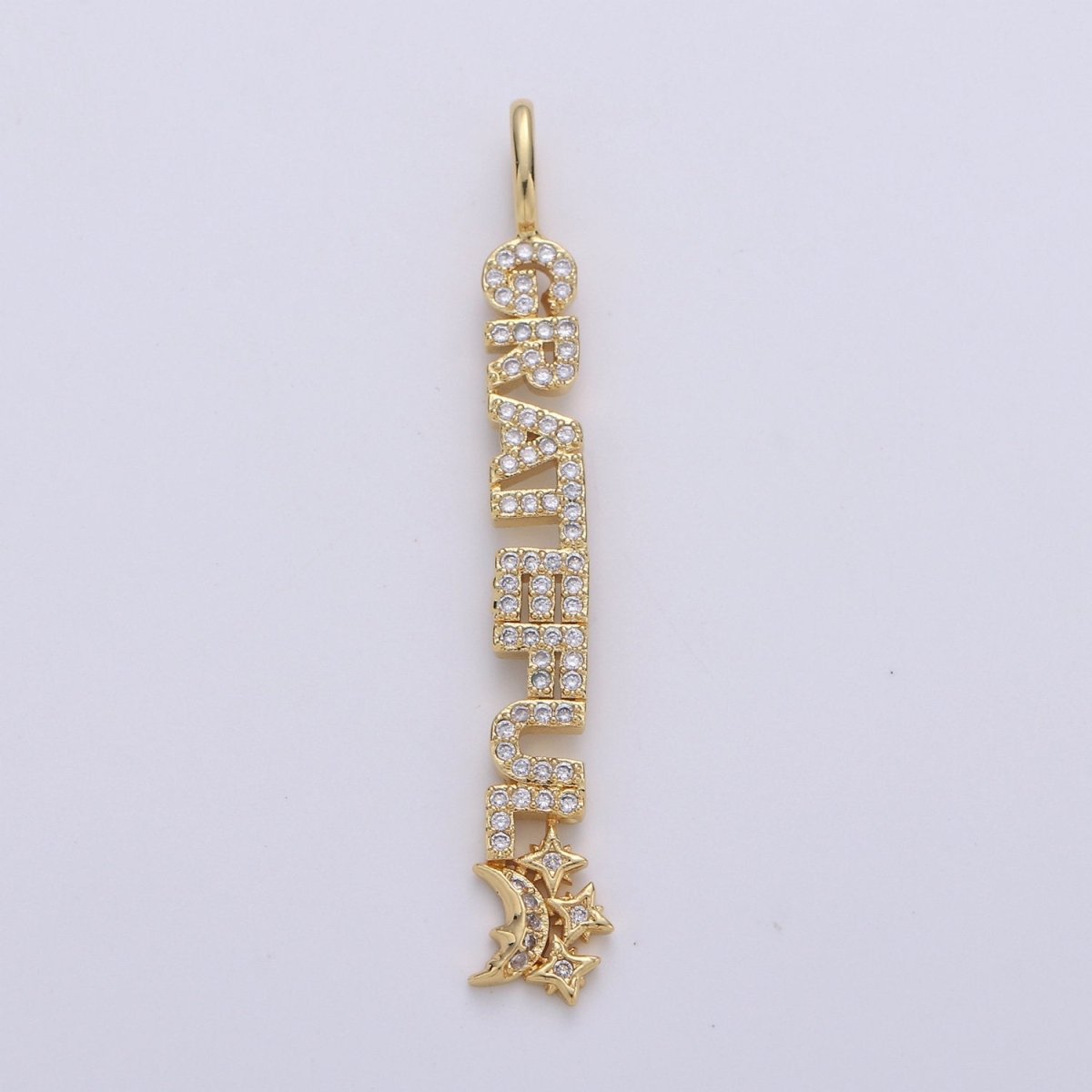 14k Gold Filled Micro Pave Grateful Charm for Statement Necklace Pendant, D-090 - DLUXCA