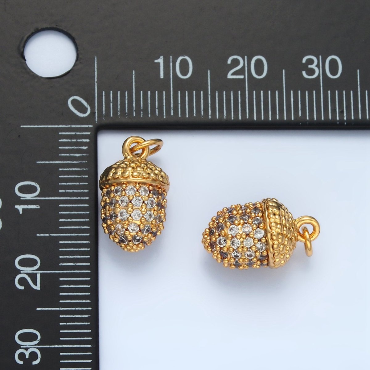 14K Gold Filled Micro Paved CZ Acorn Nut Charm | AG943 - DLUXCA