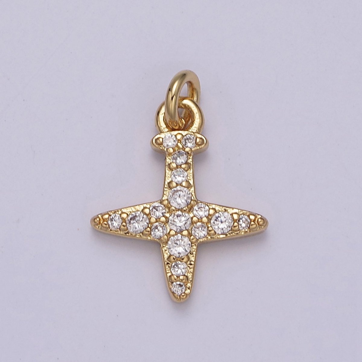 14K Gold Filled Micro Paved CZ Airplane Travel Charm in Gold & Silver | C145 C158