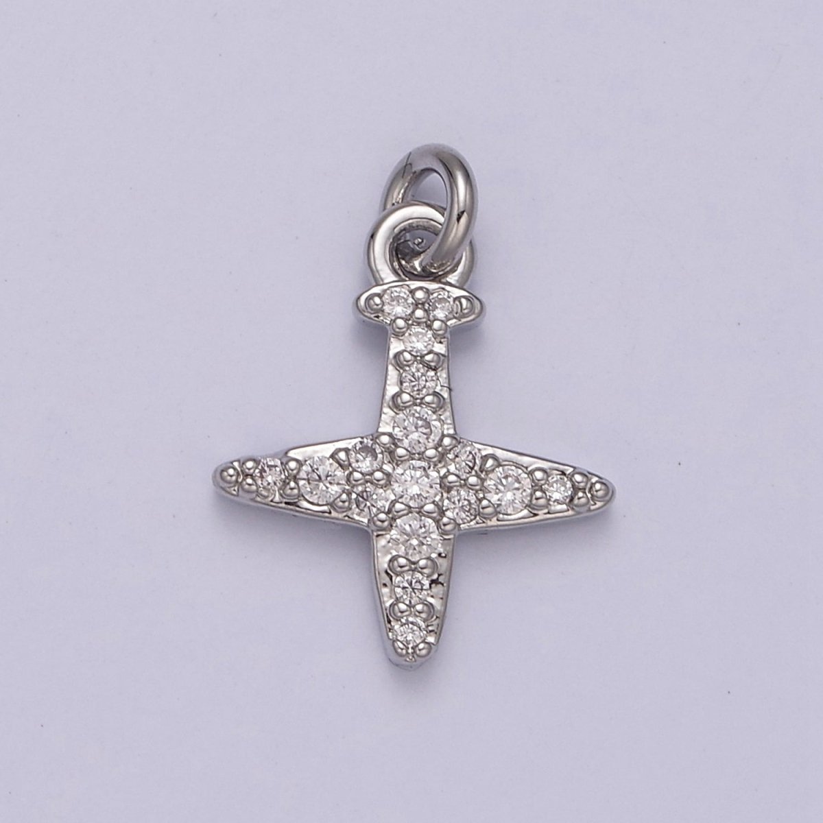 14K Gold Filled Micro Paved CZ Airplane Travel Charm in Gold & Silver | C145 C158