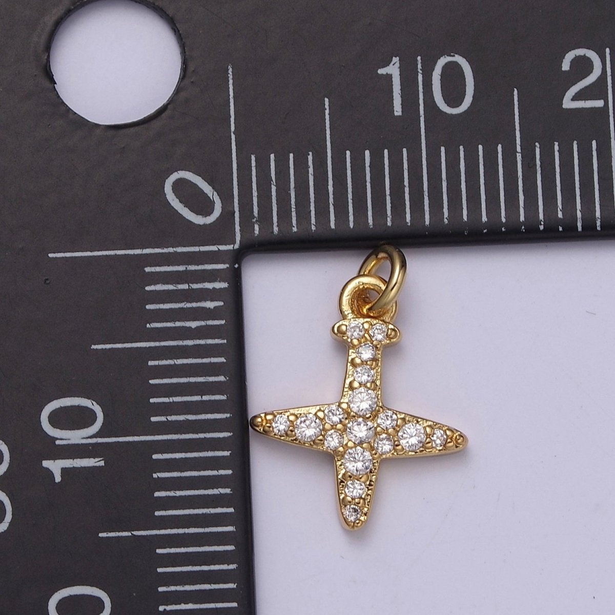 14K Gold Filled Micro Paved CZ Airplane Travel Charm in Gold & Silver | C145 C158