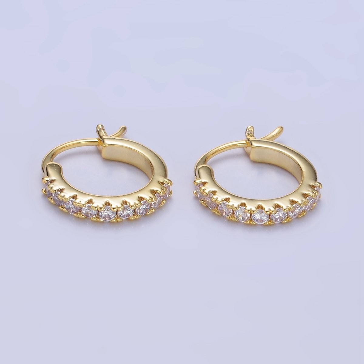 14K Gold Filled Micro Paved CZ Cartilage Latch Hoop Earrings | AE123 AB1264