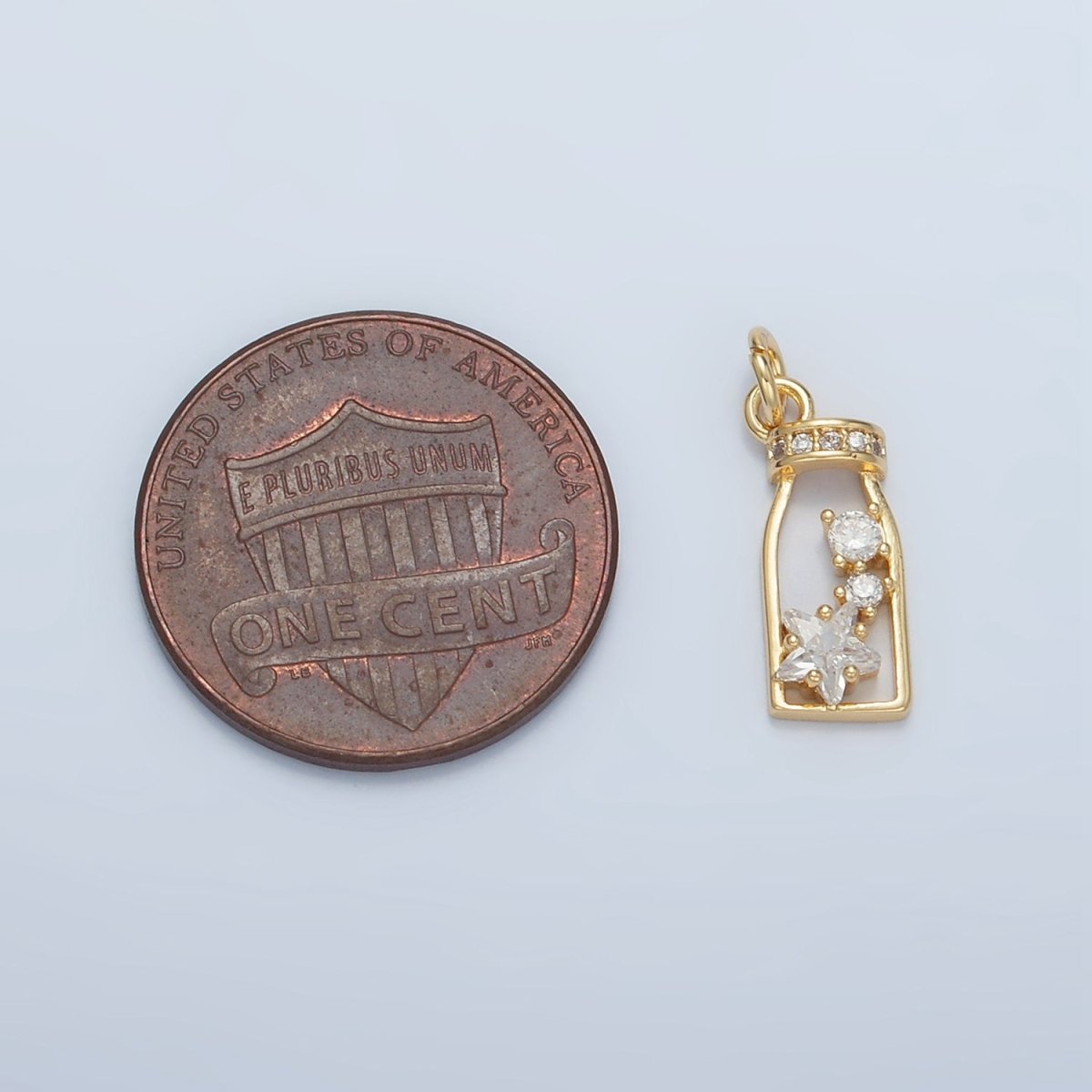 14K Gold Filled Micro Paved CZ Celestial Star Open Bottle Drink Charm | AG909 - DLUXCA